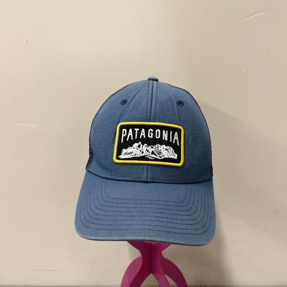 Patagonia Other - Patagonia Trucker Hat Snapback Adjustable Navy Blue Mesh Cap Box Logo FS Charity